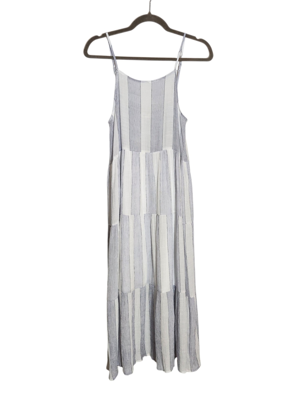 August Sky Sheer Blue and White Striped Midi Dress Size Medium